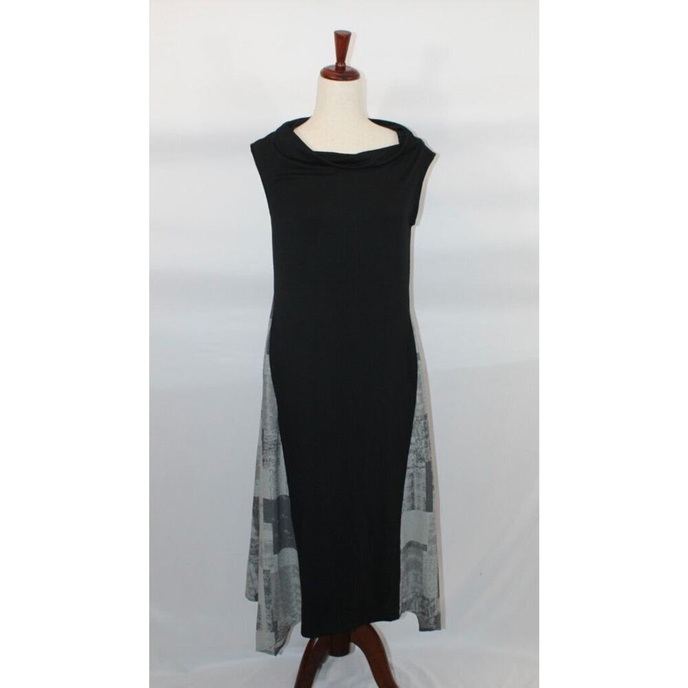 JASON Comfy Usa Sz S Small Black Gray Mixed Media Sleeveless Midi Dress